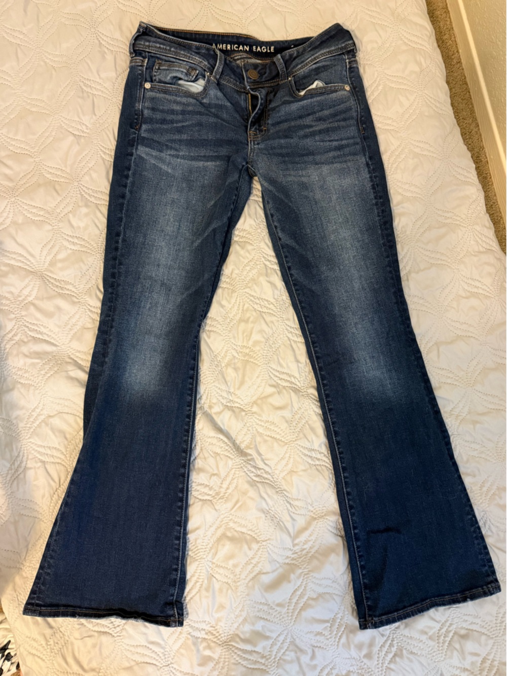 American Eagle Kick Boot Jeans Size 6 Short Dark Wash Super Stretch
